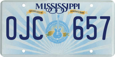 MS license plate OJC657