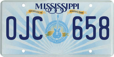 MS license plate OJC658