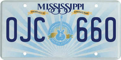 MS license plate OJC660