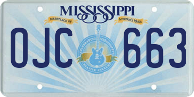 MS license plate OJC663