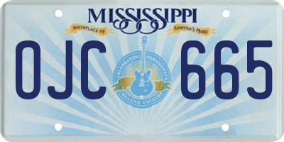 MS license plate OJC665