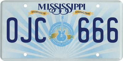 MS license plate OJC666