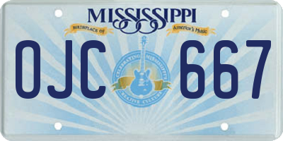 MS license plate OJC667