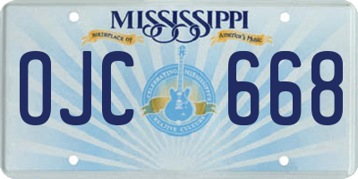 MS license plate OJC668