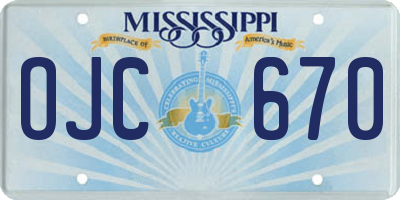 MS license plate OJC670