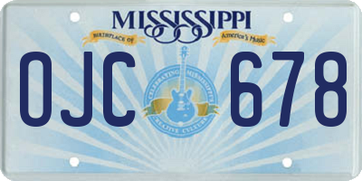MS license plate OJC678