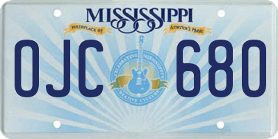 MS license plate OJC680