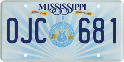 MS license plate OJC681