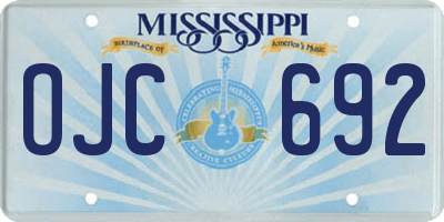 MS license plate OJC692