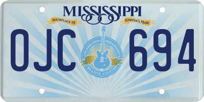 MS license plate OJC694