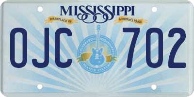 MS license plate OJC702