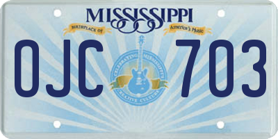 MS license plate OJC703