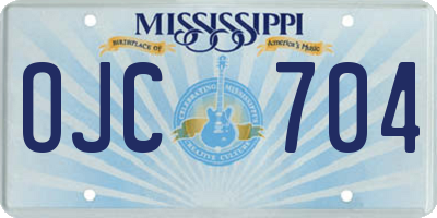 MS license plate OJC704