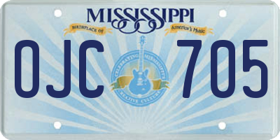 MS license plate OJC705