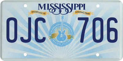 MS license plate OJC706