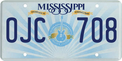 MS license plate OJC708