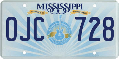 MS license plate OJC728