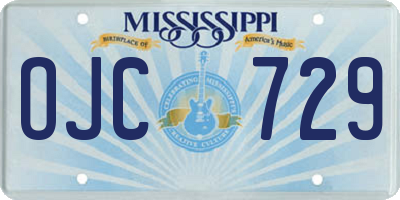 MS license plate OJC729