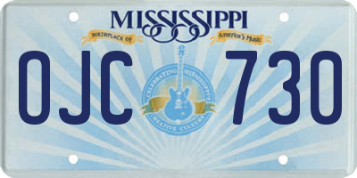 MS license plate OJC730