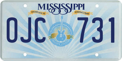 MS license plate OJC731