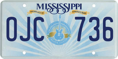 MS license plate OJC736