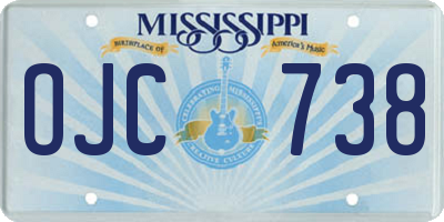 MS license plate OJC738