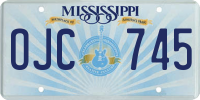 MS license plate OJC745
