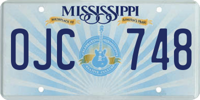 MS license plate OJC748