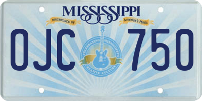 MS license plate OJC750