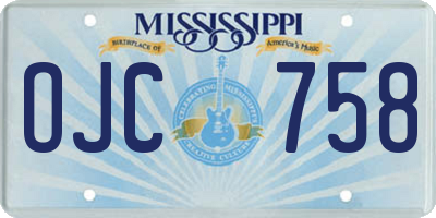 MS license plate OJC758
