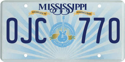 MS license plate OJC770