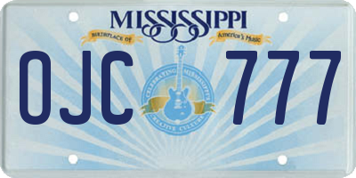 MS license plate OJC777