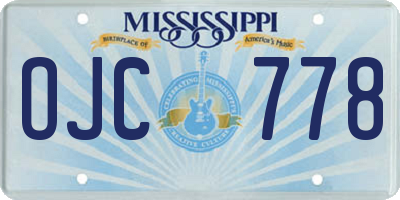 MS license plate OJC778
