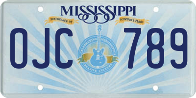 MS license plate OJC789