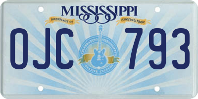 MS license plate OJC793
