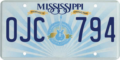 MS license plate OJC794