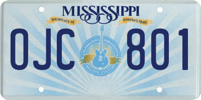 MS license plate OJC801
