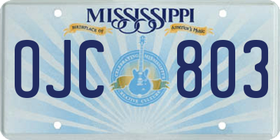 MS license plate OJC803