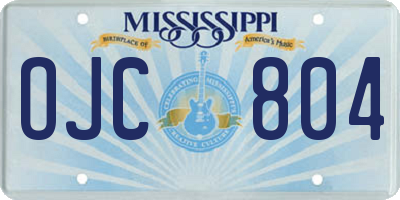 MS license plate OJC804