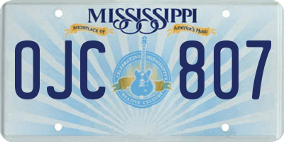 MS license plate OJC807