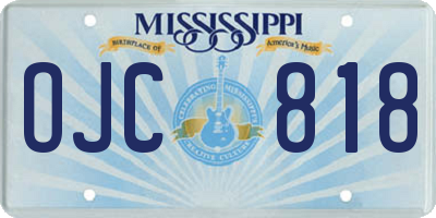 MS license plate OJC818