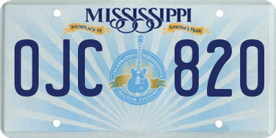 MS license plate OJC820
