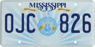 MS license plate OJC826