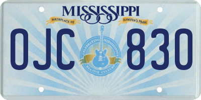MS license plate OJC830