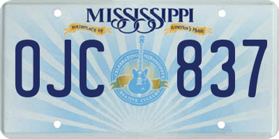 MS license plate OJC837