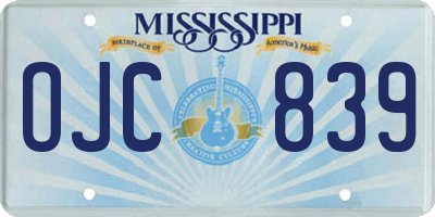 MS license plate OJC839