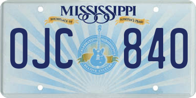 MS license plate OJC840