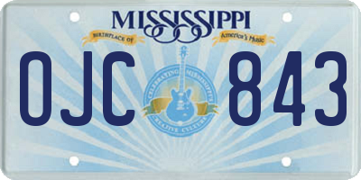 MS license plate OJC843