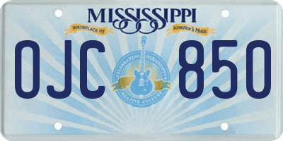 MS license plate OJC850