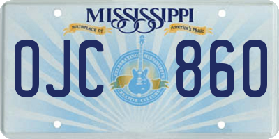 MS license plate OJC860